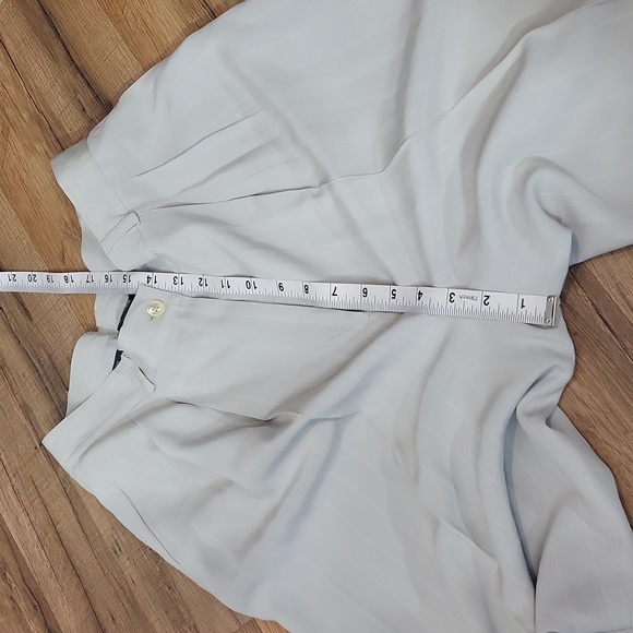 LAUREN RALPH LAUREN Pale Blue White Pinstripe Silk Shelter Island Pants Trousers - Picture 15 of 16